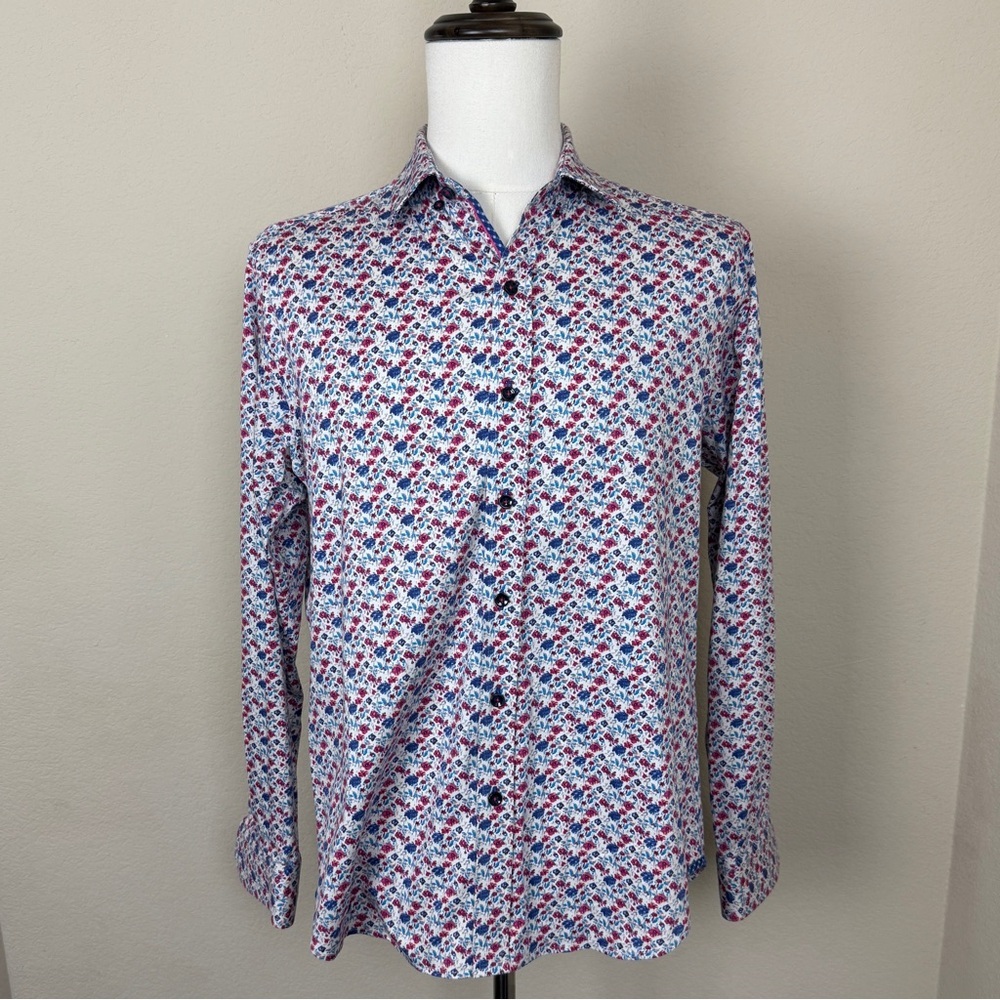 Robert Graham Mens Floral Pattern Long Sleeve Button Down | Size L